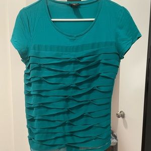Teal, ruffled top